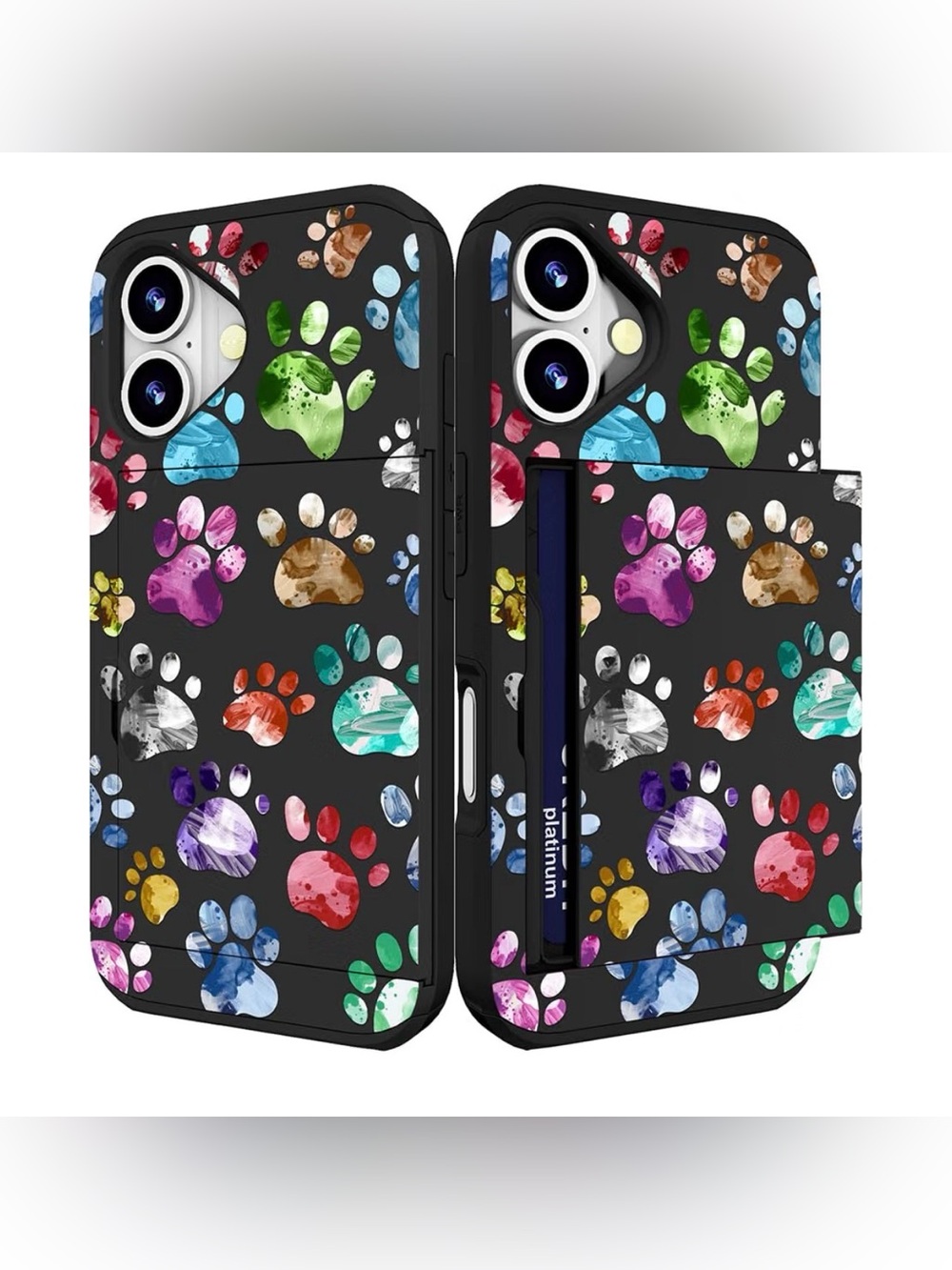 Paw Print Card Slot Phone Case for iPhone 17 - Multicolor
